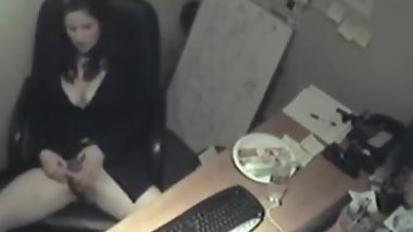 Naughty Masturbating Secretary Caught On Tape