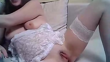 Elena masturbating in lingerie
