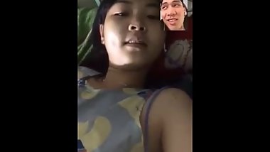 cute girl video call with her boyfriend