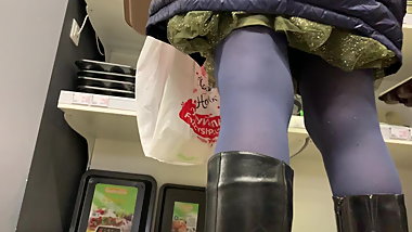 Upskirt old mature